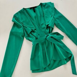 Green 100% Silk BCBG top